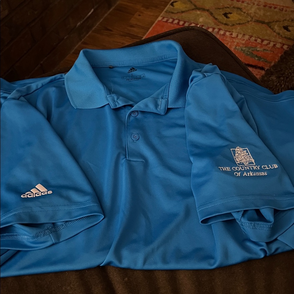 Adidas Blue Polo with Embroidered Country Club Of Arkansas Logo